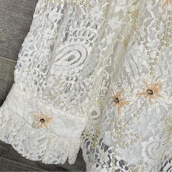 Verb By Pallavi Singhee Ivory Beaded Embroidered Top Size Small - Picture 4 of 13